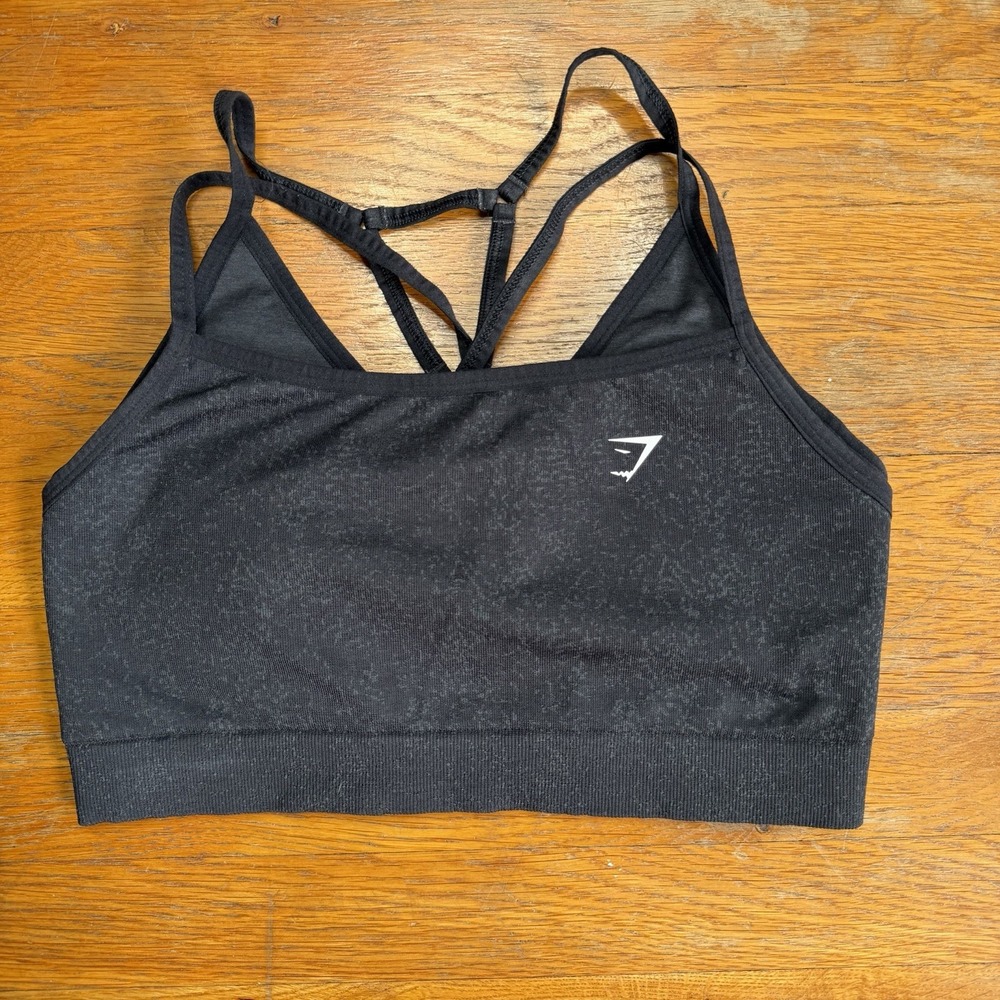 Gymshark Adapt Fleck Seamless Black Sports Bra Size Large